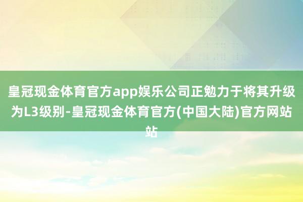 皇冠现金体育官方app娱乐公司正勉力于将其升级为L3级别-皇冠现金体育官方(中国大陆)官方网站