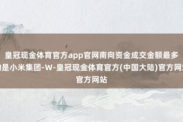 皇冠现金体育官方app官网南向资金成交金额最多的是小米集团-W-皇冠现金体育官方(中国大陆)官方网站