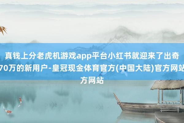 真钱上分老虎机游戏app平台小红书就迎来了出奇70万的新用户-皇冠现金体育官方(中国大陆)官方网站