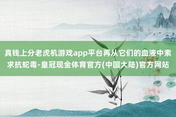 真钱上分老虎机游戏app平台再从它们的血液中索求抗蛇毒-皇冠现金体育官方(中国大陆)官方网站